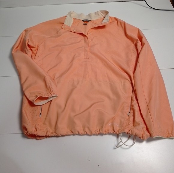 Eddie Bauer women windbreaker size medium peach vented waterproof pullover - Picture 1 of 8
